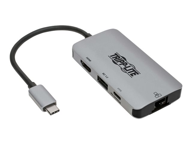 Tripp Lite USB C Multiport Adapter Converter w/ 4K HDMI Gigabit Ethernet Port & USB-A Hub, Thunderbolt 3 Compatible PD Charging - docking station - USB-C 3.1 / Thunderbolt 3 - HDMI - 1GbE
