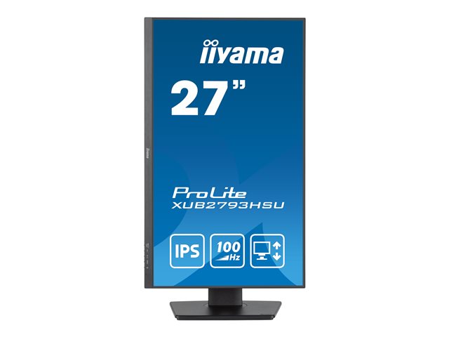 iiyama ProLite XUB2793HSU-B6 - LED monitor - 27" - 1920 x 1080 Full HD (1080p) @ 100 Hz - IPS - 250 cd/m² - 1000:1 - 1 ms - HDMI, DisplayPort - speakers - matte black