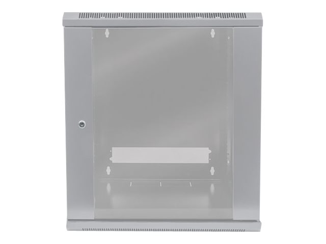 Intellinet Network Cabinet, Wall Mount (Standard), 9U, Usable Depth 410mm/Width 510mm, Grey, Flatpack, Max 60kg, Metal & Glass Door, Back Panel, Removeable Sides, Suitable also for use on desk or floor, 19",Parts for wall install (eg screws/rawl plugs) no