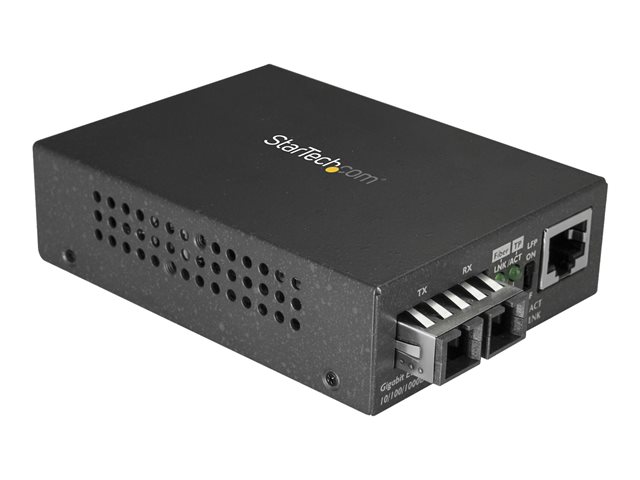 Startech Multimode SC Fiber Media Converter for 10/100/1000 Network, 550m Range, Gigabit Ethernet, 850nm, Full Duplex Gigabit Ethernet Media Converter, Fiber Optic Media Converter - Ethernet Over Fiber (MCMGBSCMM055) - Fibre media converter - 1GbE - over 