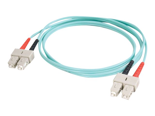 C2G SC-SC 10Gb 50/125 OM3 Duplex Multimode PVC Fiber Optic Cable (LSZH) - Network cable - SC multi-mode (M) to SC multi-mode (M) - 10 m - 10 m - fibre optic - duplex - 50 / 125 micron - OM3 - halogen-free - aqua