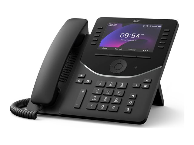 Cisco Desk Phone 9861 - VoIP phone - with Trusted Platform Module (TPM) 2.0 with caller ID/call waiting - IEEE 802.11a/b/g/n/ac (Wi-Fi) / Bluetooth 5.2 LE - SIP, SDP, RTCP, RTP, SRTP - 130 lines - carbon black