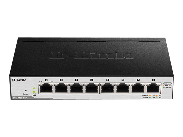 D-Link EasySmart Switch DGS-1100-08P - V2 - switch - smart - 8 x 10/100/1000 (PoE) - desktop - PoE (64 W)