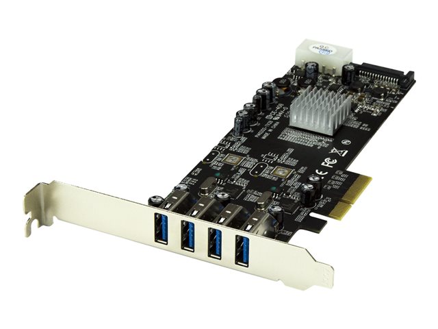 StarTech.com 4-Port USB 3.0 PCI Express Card Adapter - PCIe SuperSpeed USB 3.0 Expansion Card w/ 2 Dedicated 5Gbps Channels (PEXUSB3S42V) - USB adapter - PCIe x4 - USB 3.0 x 4