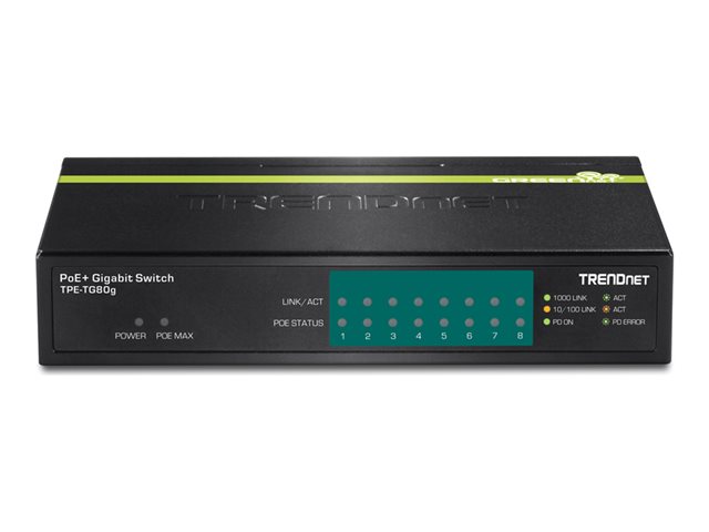 TRENDnet TPE TG80G GREENnet PoE+ Switch - switch - 8 ports - TAA Compliant