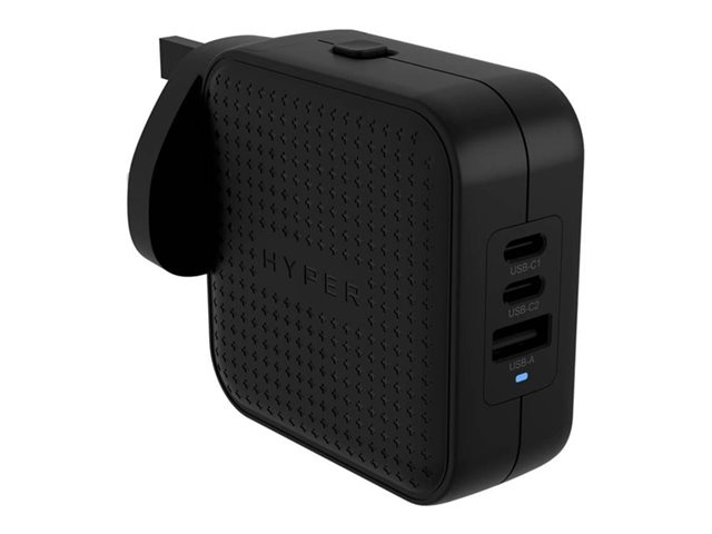 Targus HyperJuice - Power adapter - GaN - 70 watt - QC 3.0, Power Delivery 3.0 + PPS - 3 output connectors (USB, 2 x USB-C) - black