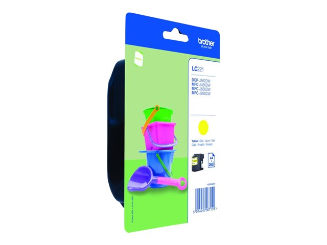 Brother LC221Y - Yellow - original - blister - ink cartridge - for Brother DCP-J562DW, MFC-J480DW, MFC-J680DW, MFC-J880DW