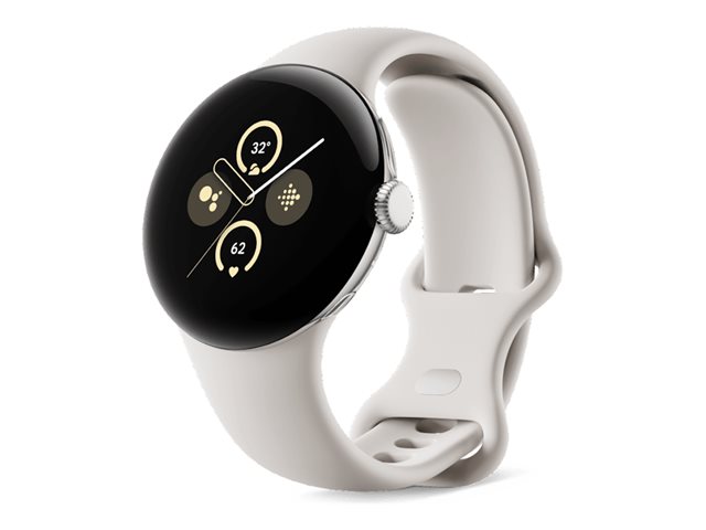 Google Pixel Watch 2 - polished silver aluminium - smart watch with active band - porcelain - 32 GB