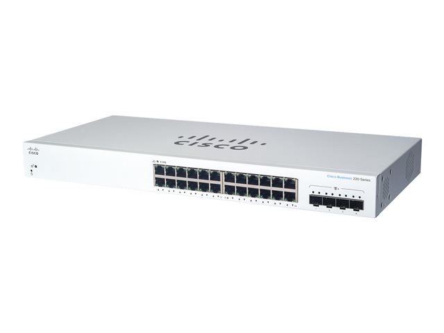 Cisco Business 220 Series CBS220-24T-4X - Switch - smart - 24 x 10/100/1000 + 4 x 10 Gigabit SFP+ (uplink) - rack-mountable