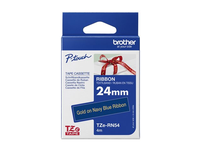 Brother TZe-Rn54 - Satin - gold on navy blue - Roll (2.4 cm x 4 m) 1 cassette(s) ribbon tape - for Brother PT-D600, P-Touch PT-2430, 2700, 3600, 7500, 7600, 9800, D800, E550, H500, P750