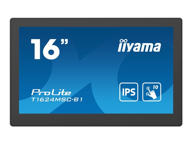 iiyama ProLite T1624MSC-B1 - LED monitor - 15.6" - touchscreen - 1920 x 1080 Full HD (1080p) - IPS - 450 cd/m² - 800:1 - 25 ms - HDMI - speakers - black, matte