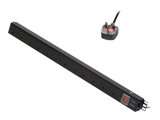 VERTICAL 12 WAY UK PLUG PDU 13A PLUG TO 12 X UK SOCKETS