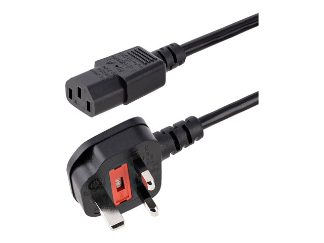 StarTech 3ft (1m) UK Computer Power Cable, BS 1363 to C13 Power Cord, 18AWG, 10A 250V, Black Replacement AC Power Cord, Monitor Power Cable, BS 1363 to IEC 60320 C13 Kettle Lead - PC Power Supply Cable (BS13U-1M-POWER-LEAD) - Power cable - BS 1363 (P) to 