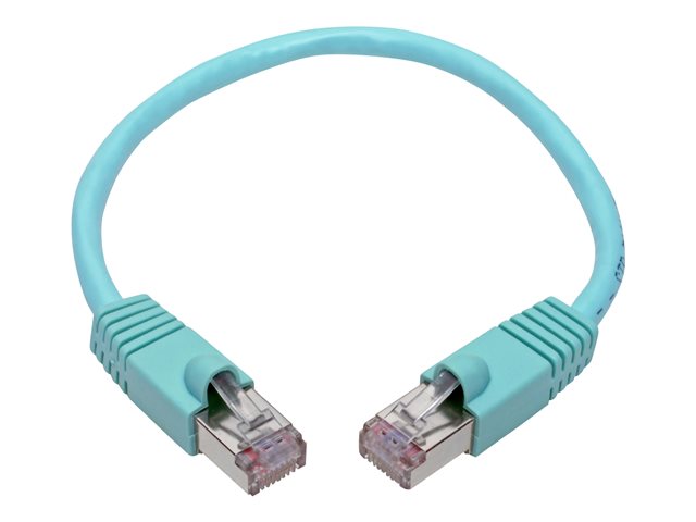 Eaton Tripp Lite Series Cat6a 10G Snagless Shielded STP Ethernet Cable (RJ45 M/M), PoE, Aqua, 1 ft. (0.31 m) - patch cable - 30.5 cm - aqua