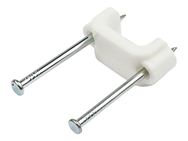 StarTech.com 100 Pack Cable Clips with Nails, Two Steel Nails, Reusable Nail-in Clamps, Brick/Drywall Cable Fasteners, Ethernet Cord/AV/Coax Cable, PE Plastic Mounting Cable Tacks, White - 1-1/8"(31mm) Nails/TAA (CBMDNMCC1) - cable clips with nails - TAA
