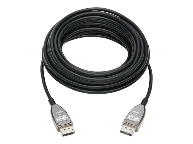 Eaton Tripp Lite Series DisplayPort Active Optical Cable (AOC) - UHD 8K 60 Hz, HDR, CL3 Rated, Black, 15 m (49 ft.) - DisplayPort cable - DisplayPort (M) to DisplayPort (M) - DisplayPort 1.4 - 15 m - Active Optical Cable (AOC), 8K UHD (7680 x 4320) suppor