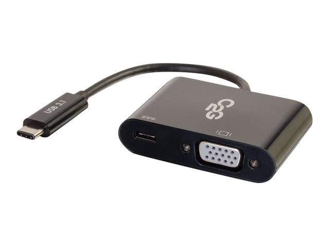 C2G USB C to VGA Video Adapter w/ Power Delivery - USB Type C to VGA Black - external video adapter - black