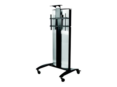 Peerless-AV SR575E cart - for LCD display / video conferencing system - brushed stainless steel, black texture powder coat