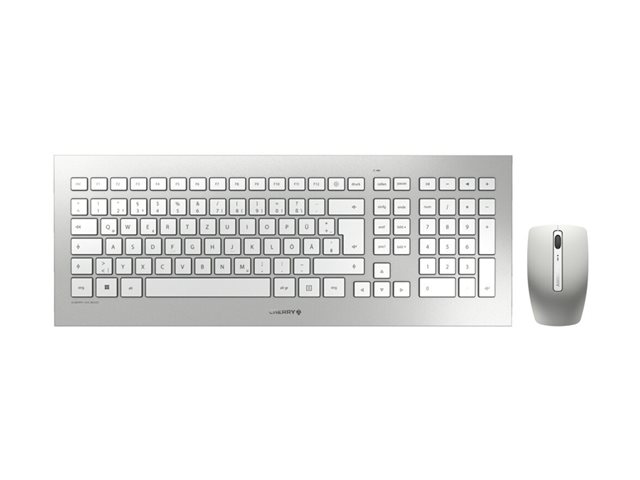 CHERRY DW 8000 - Keyboard and mouse set - wireless - 2.4 GHz - US with Euro symbol - white, silver