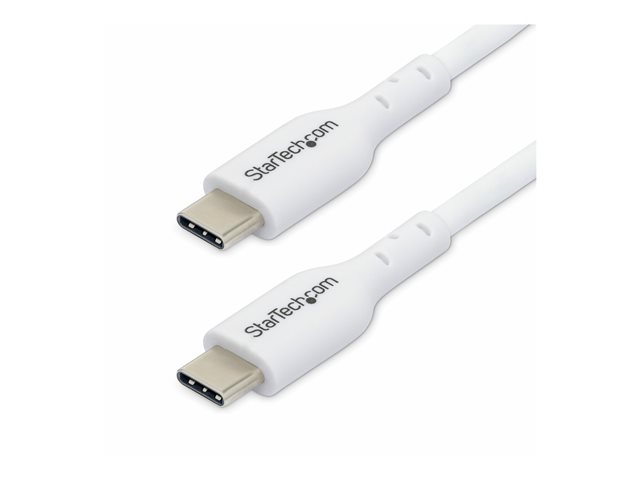 StarTech 2m (6.6ft) White USB-C Charging Cable, USB C Cable, USB 2.0 Type-C Laptop Charger Cord, 60W 3A Power Delivery, TPE Jacket, USB-C Data Transfer Cable, M/M - USB cable - USB-C (M) to USB-C (M) - USB 2.0 - 3 A - 2 m - USB Power Delivery (60W) - whit