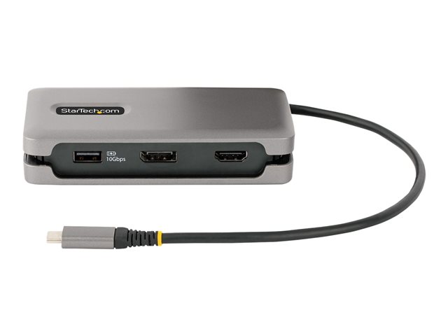 Startech USB-C Multiport Adapter, 4K 60Hz HDMI/DP Video, 3-Port USB Hub, 100W Power Delivery Pass-Through, GbE, USB Type-C Travel Dock w/ Charging, 1ft/30cm Wrap-Around Cable - Mini Laptop Docking Station (DKT31CDHPD3) - Docking station - USB-C - HDMI, DP
