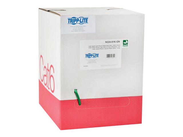 Eaton Tripp Lite Series Cat6 Gigabit Solid Core Plenum-Rated UTP CMP PVC Bulk Ethernet Cable, Green, 1000 ft. (304.8 m) - bulk cable - TAA Compliant - 304.8 m - green
