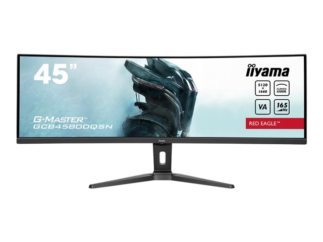 iiyama G-MASTER Red Eagle GCB4580DQSN-B1 - LED monitor - gaming - curved - 44.5" - 5120 x 1440 Dual Quad HD @ 165 Hz - VA - 450 cd/m² - 3000:1 - 0.8 ms - 2xHDMI, DisplayPort, 2xUSB-C - speakers - black, matte