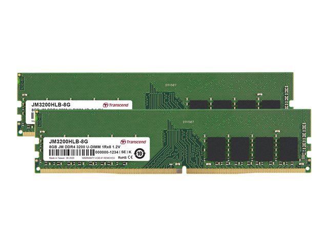 Transcend JetRAM - DDR4 - kit - 16 GB: 2 x 8 GB - DIMM 288-pin - 3200 MHz / PC4-25600 - unbuffered