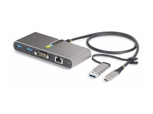Startech 2-Port USB-C/USB-A Hub with GbE and RS232 Serial, 2x USB-A - Hub - 2 x USB 3.2 Gen 1 - desktop