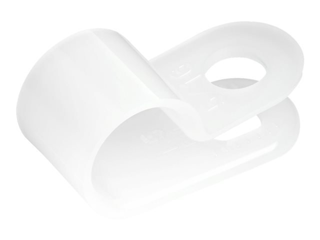 StarTech.com 100 Pack Screw Mount Cable Clamps, Large 7.9mm Bundle Cable Fastener/Holder, R-Type Single Reusable Nylon Clip, Screw Down Ethernet Cord Management Clamp, UL/94V-2 Rated TAA - Nylon 66 Plastic - TAA (CBMSDCC3) - Cable organizer clamp - white