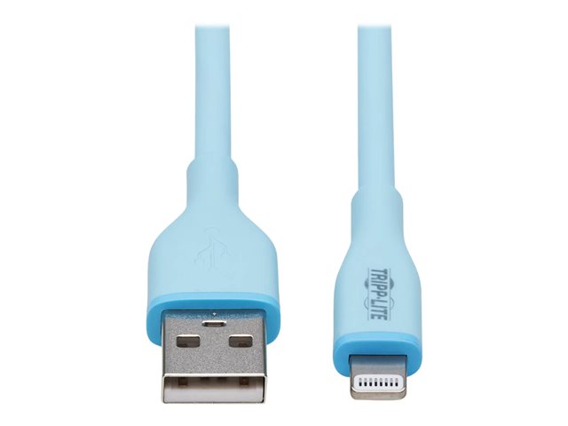 Eaton Tripp Lite Series Safe-IT USB-A to Lightning Sync/Charge Antibacterial Cable (M/M), Ultra Flexible, MFi Certified, Light Blue, 6 ft. (1.83 m) - Lightning cable - Lightning / USB - 1.83 m