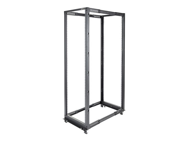Startech 42U 19" Open Frame Server Rack, 4 Post Adjustable Depth 23-41" Mobile, Free Standing Rolling Network/Computer Equipment Data Rack, Dell PowerEdge, HP ProLiant ThinkServer - Adjustable Server Rack (4POSTRACK42) - Rack - black - 42U - for P/N: CABS