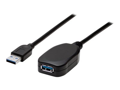 Manhattan USB-A to USB-A Extension Cable, 5m, Male to Female, Active, 5 Gbps (USB 3.2 Gen1 aka USB 3.0), Built In Repeater, SuperSpeed USB, Black, Three Year Warranty, Blister - USB extension cable - USB Type A to USB Type A - 5 m