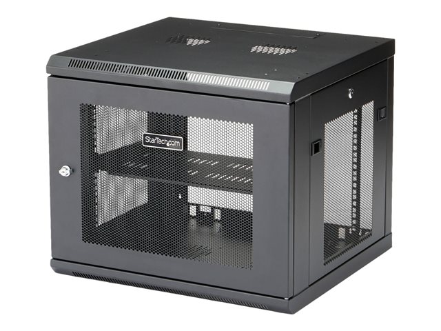 Startech "9U Wall Mount Server Rack Cabinet - 4-Post Adjustable Depth (2"" to 19"") Network Equipment Enclosure with Cable Management (RK920WALM)" - Rack enclosure cabinet - wall mountable - black - 9U