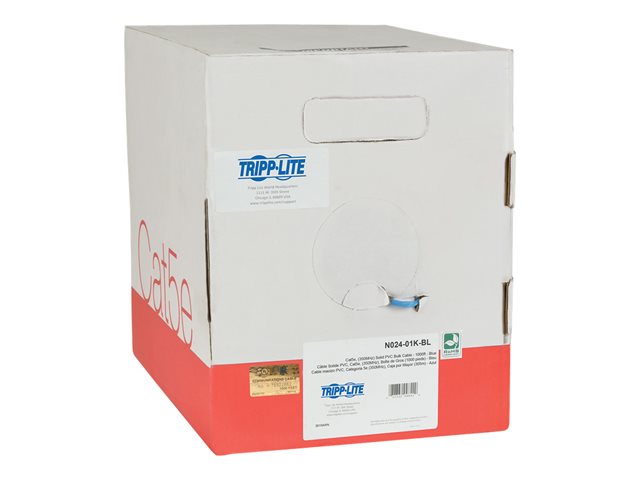 Eaton Tripp Lite Series Cat5e 350 MHz Solid Core Plenum-Rated (UTP) PVC Bulk Ethernet Cable - Blue, 1000 ft. (304.8 m) - bulk cable - 304.8 m - blue