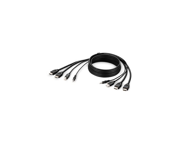 Belkin Secure KVM Combo Cable - Video / USB / audio cable - TAA Compliant - USB, mini jack, HDMI (M) to USB Type B, mini jack, HDMI (M) - 1.83 m - passive, 4K support - black