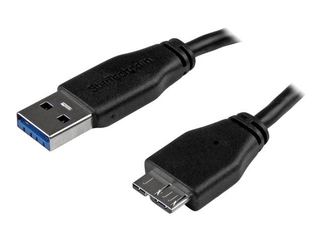 StarTech 0.5m 20in Slim USB 3.0 A to Micro B Cable M/M - Mobile Charge Sync USB 3.0 Micro B Cable for Smartphones and Tablets (USB3AUB50CMS) - USB cable - Micro-USB Type B (M) to USB Type A (M) - USB 3.0 - 50 cm - molded - black - for P/N: S2510BU33PW, S2