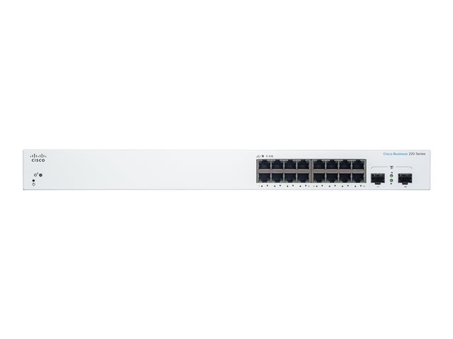 Cisco Business 220 Series CBS220-16T-2G - Switch - smart - 16 x 10/100/1000 + 2 x Gigabit SFP (uplink) - rack-mountable