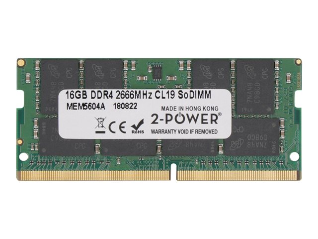 2-Power - DDR4 - module - 16 GB - SO-DIMM 260-pin - 2666 MHz / PC4-21300 - CL19 - 1.2 V - unbuffered - non-ECC - for Elite Slice G2 (SO-DIMM), EliteDesk 705 G4 (SO-DIMM), 705 G5 (SO-DIMM), 800 G4 (SO-DIMM), 800 G5 (SO-DIMM), EliteOne 1000 G1, 1000 G2, 800