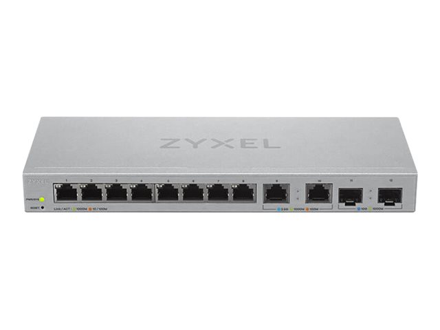 Zyxel XGS1210-12 - V2 - switch - Managed - 8 x 10/100/1000 + 2 x 100/1000/2.5G + 2 x 1 Gigabit / 10 Gigabit SFP+ (uplink) - desktop, wall-mountable