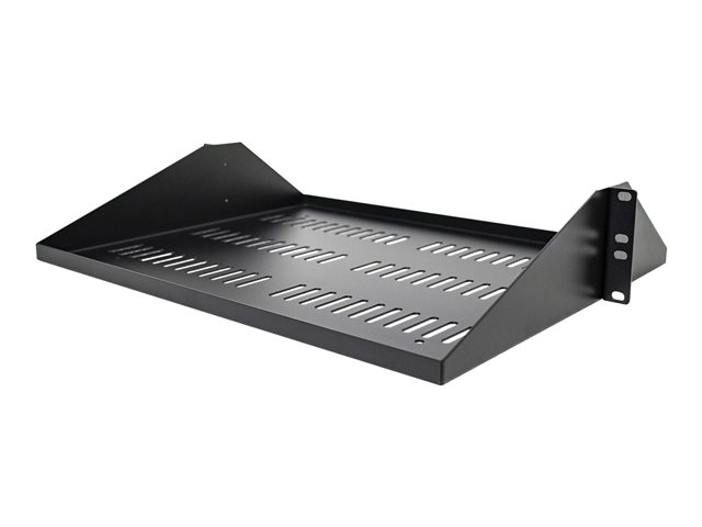 Startech 2U Vented Server Rack Shelf, Center Mount 14in Deep Fixed Cantilever Tray, Rackmount Shelf for 19" AV/Data/Network Equipment w/ Cage Nuts & Screws, 200lbs Weight Capacity - 2U Network Rack Shelf - Rack shelf - black - 2U - 19"