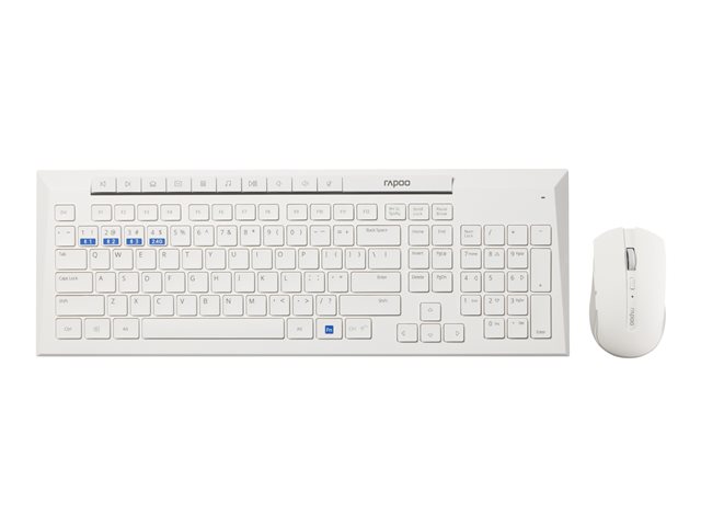 Rapoo 8200M - keyboard and mouse set - white