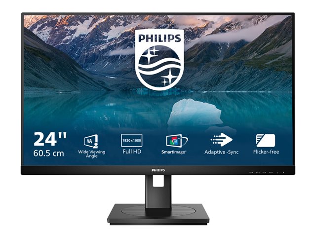 Philips 242S9JML - S Line - LED monitor - 24" (23.8" viewable) - 1920 x 1080 Full HD (1080p) @ 75 Hz - VA - 300 cd/m² - 3000:1 - 4 ms - HDMI, VGA, DisplayPort - speakers - black