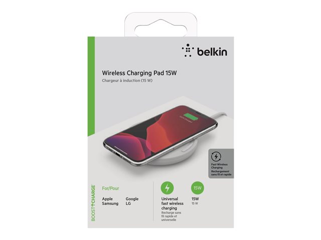 Belkin BoostCharge wireless charging pad - + AC power adapter - 15 Watt