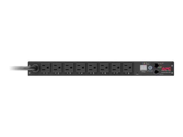 APC Switched Rack PDU AP7900B - Power distribution unit (rack-mountable) - AC 100-120 V - input: NEMA 5-15P - output connectors: 8 (NEMA 5-15) - 1U - 3.65 m cord - for P/N: SMT1500CNC, SMT750RM2UCNC, SMTL2K2RM2UCLNC, SMTL3KRM2UCL, SMTL3KRM2UCLNC
