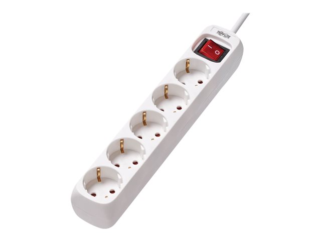 Tripp Lite 5-Outlet Power Strip - German Type F Schuko Outlets, 220-250V, 16A, 1.5 m Cord, Schuko Plug, White - power strip