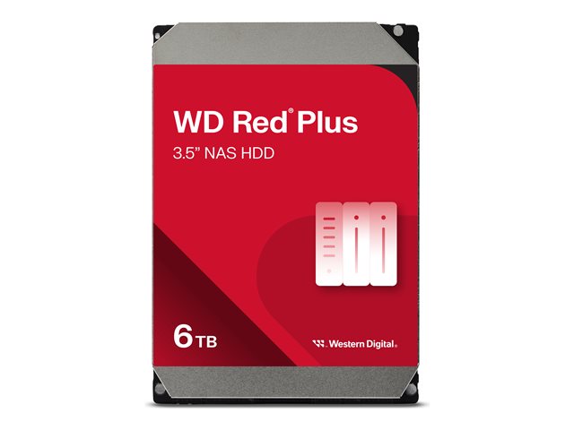 WD Red Plus WD60EFPX - Hard drive - 6 TB - internal - 3.5" - SATA 6Gb/s - 5400 rpm - buffer: 256 MB