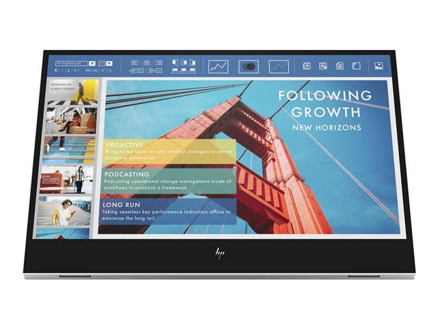 HP E14 G4 Portable - LED monitor - 14" - portable - 1920 x 1080 Full HD (1080p) @ 60 Hz - IPS - 400 cd/m² - 800:1 - 5 ms - 2xUSB-C - silver stand