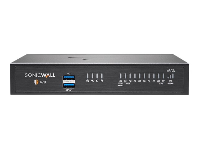 SonicWall TZ470 - Advanced Edition - security appliance - with 1 year TotalSecure - GigE, 2.5 GigE - desktop
