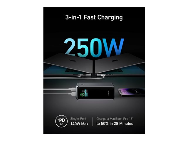 Anker Prime - power bank - 250 Watt - 27650 mAh - 99.54 Wh